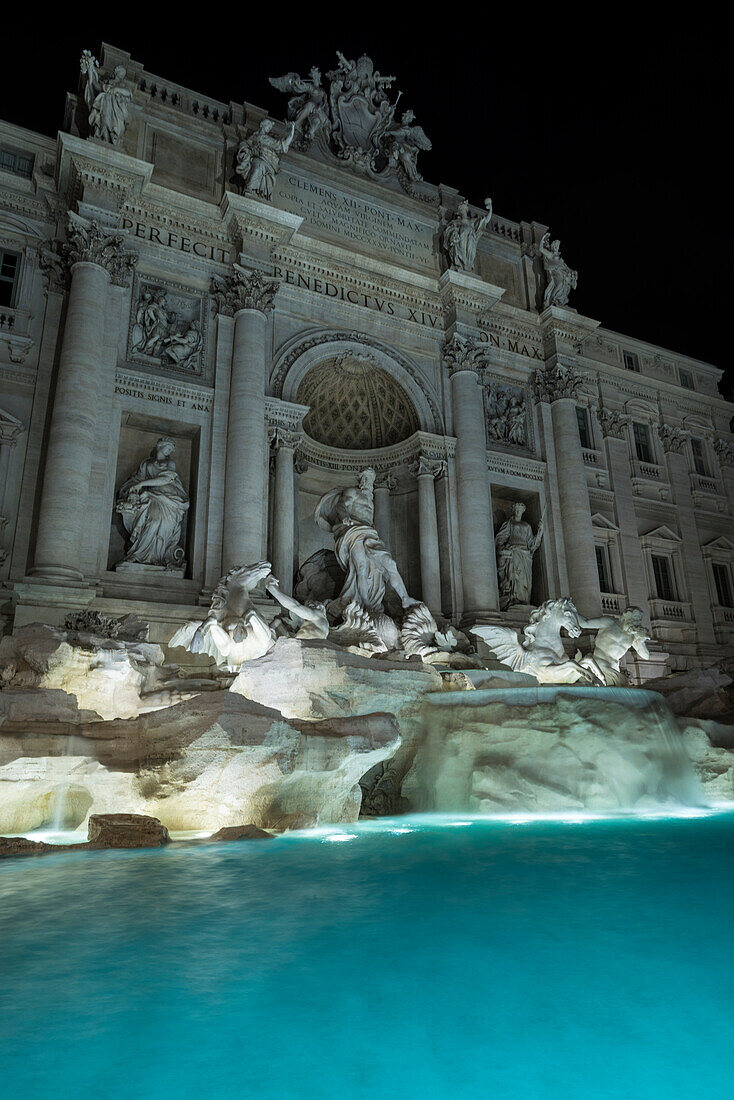 Rome, Lazio, Italy, The Trevi Fountain by night