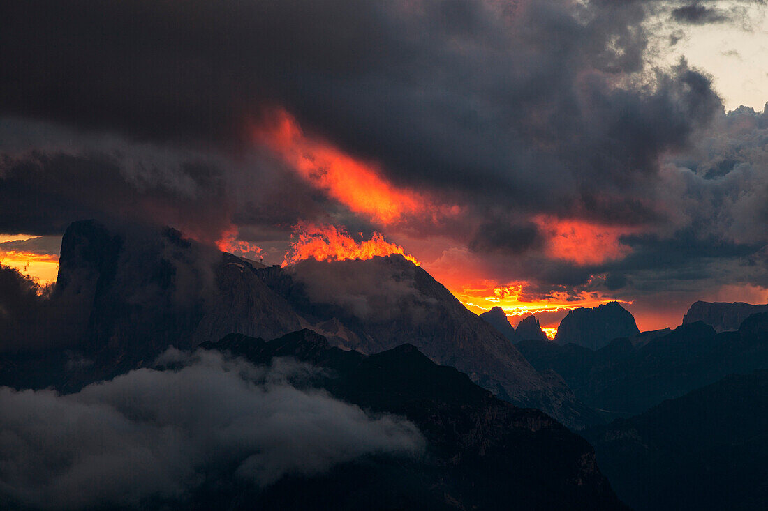 Marmolada group from Col ReÃ n, Dolomites, Alleghe, Belluno, Veneto, Italy.