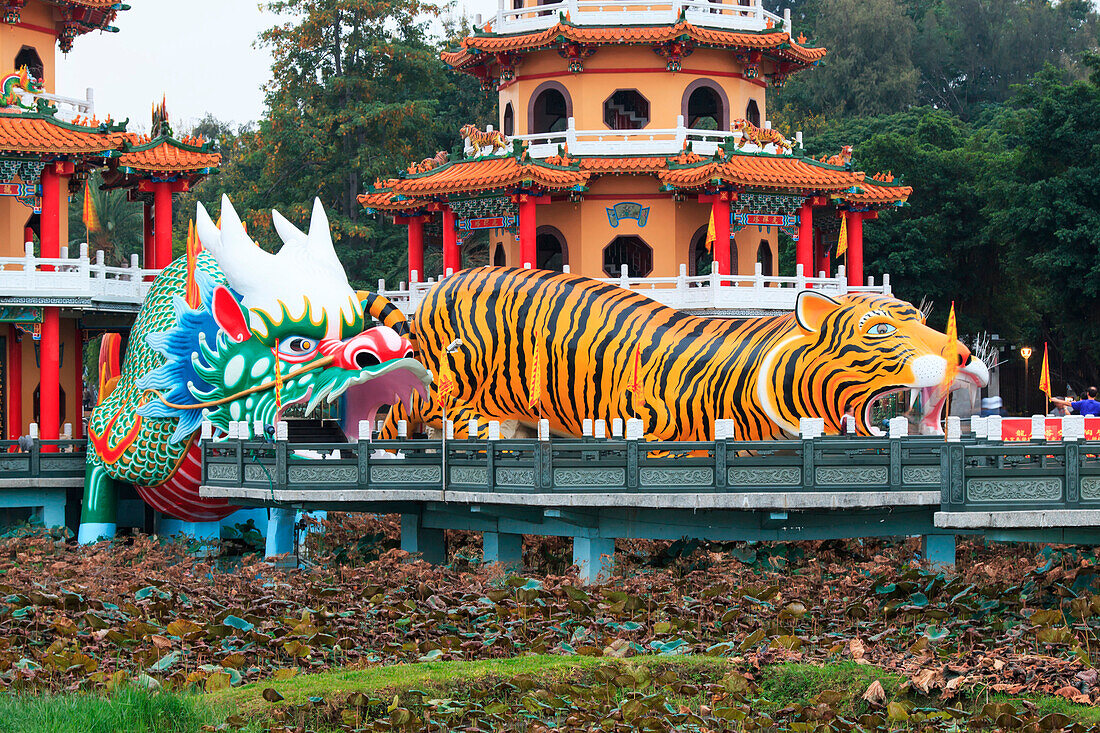 Dragon And Tiger Pagodas at Lotus Pond, Kaohsiung, Taiwan