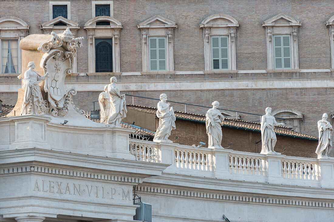 Statues on the top of Basilica of St. Peter, Vatican, Rome, Lazio district, Italy