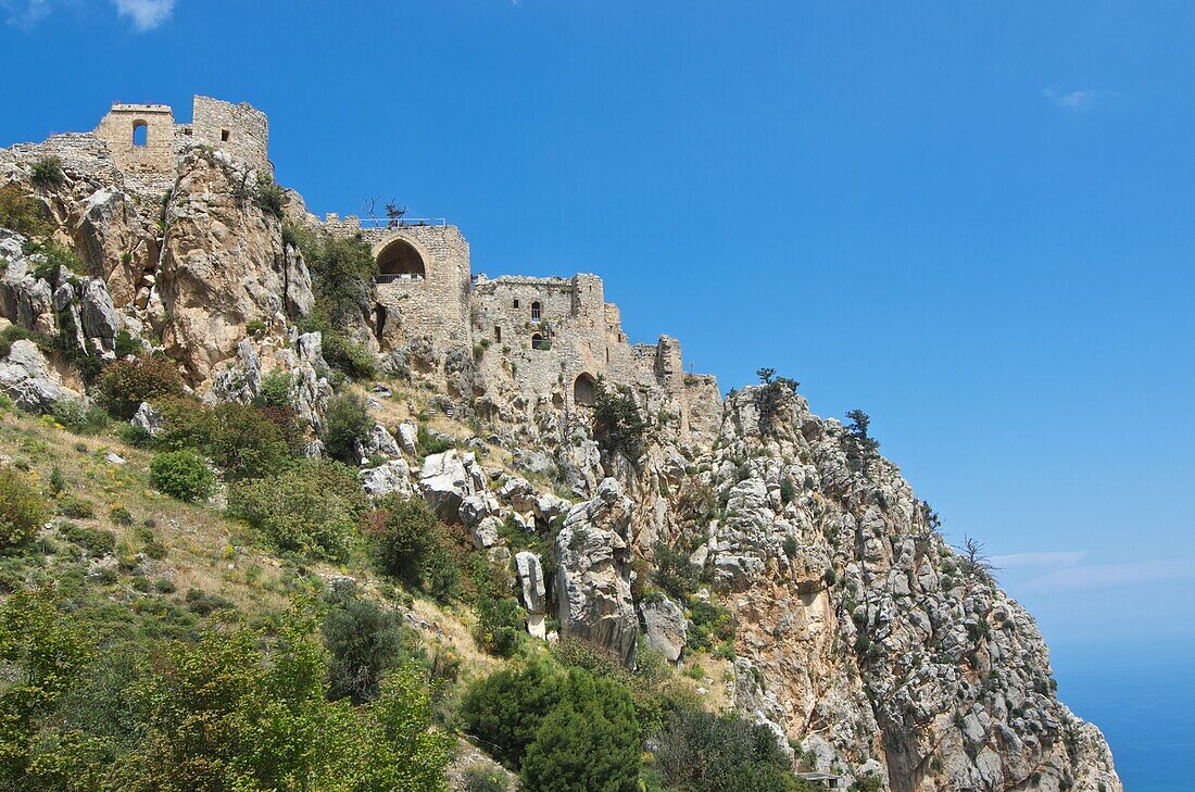 St. Hilarion Castle in the Pentadaktylos mountains high above Girne,  North Cyprus