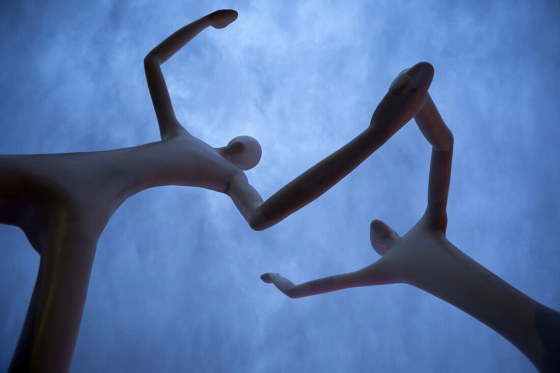 Denver, Colorado - The Dancers sculpture, by Jonathan Borofsky, at the Denver Performing Arts Complex.