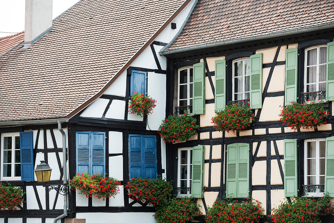half-timbered houses, Obernai, Bas-Rhin, Alsace, France
