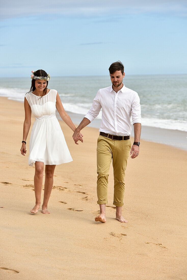 Wedding couple at the beach of  Vale do Lobo, Algarve, Portugal