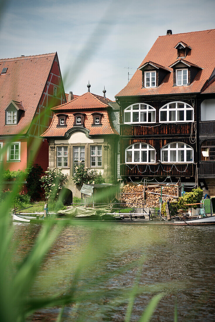 view at houses of small Venice at Regnitz river, Bamberg, Frankonia Region, Bavaria, Germany, UNESCO World Heritage
