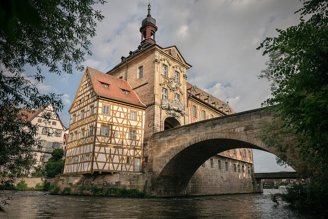 Bamberg's Old Town Hall in the middle of Regnitz river, Bamberg, Frankonia Region, Bavaria, Germany, UNESCO World Heritage