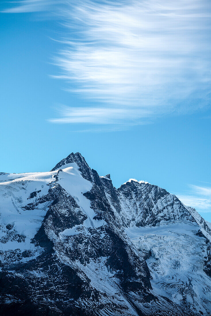 Blick zum Berg Großglockner, Großglockner Hochalpenstraße, Hohe Tauern in den Alpen, Salzburg / Kärnten, Österreich, Europa