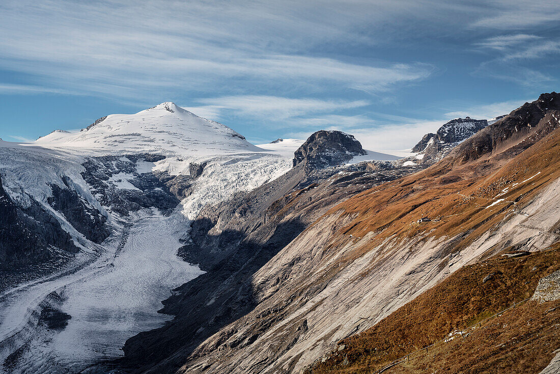 Blick zum Pasterzengletscher, Großglockner Hochalpenstraße, Hohe Tauern in den Alpen, Salzburg / Kärnten, Österreich, Europa