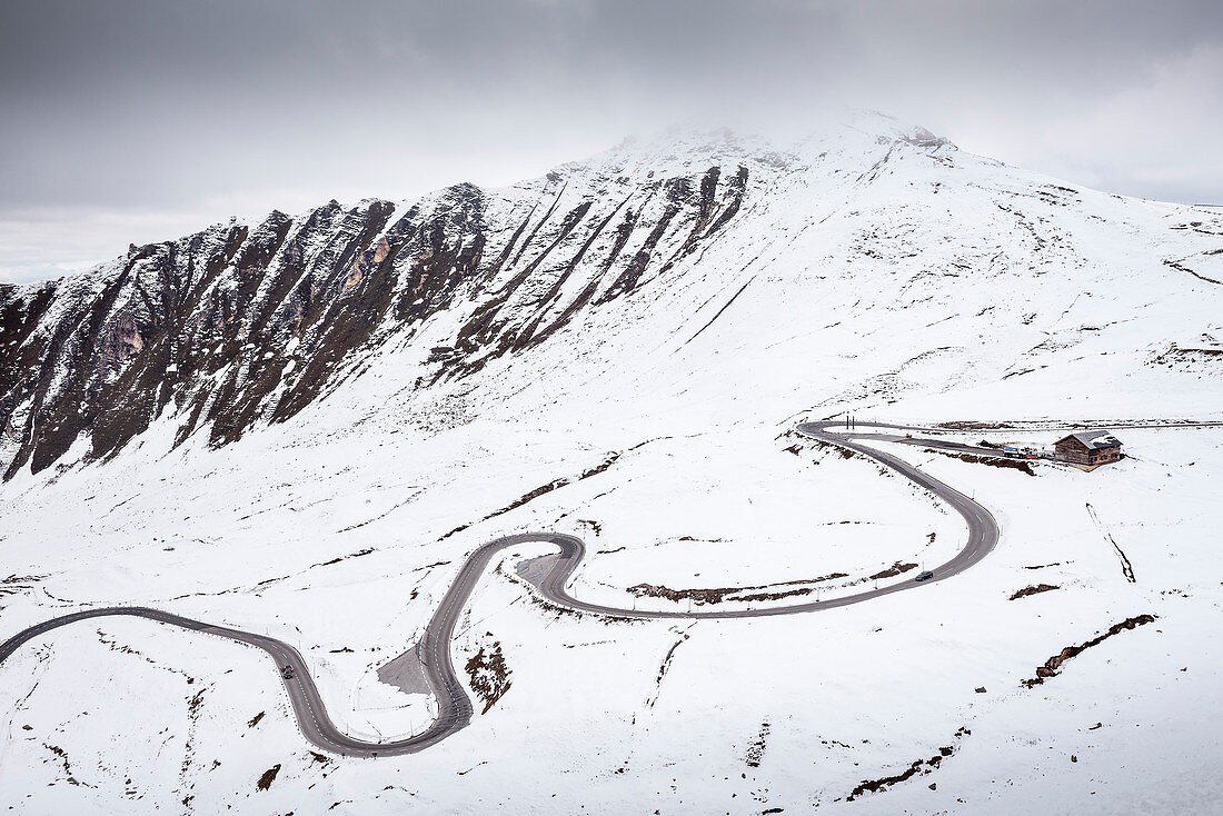 Grossglockner high Alpine road surrounded by snow, Salzburg / Kaernten, Austria, Europe