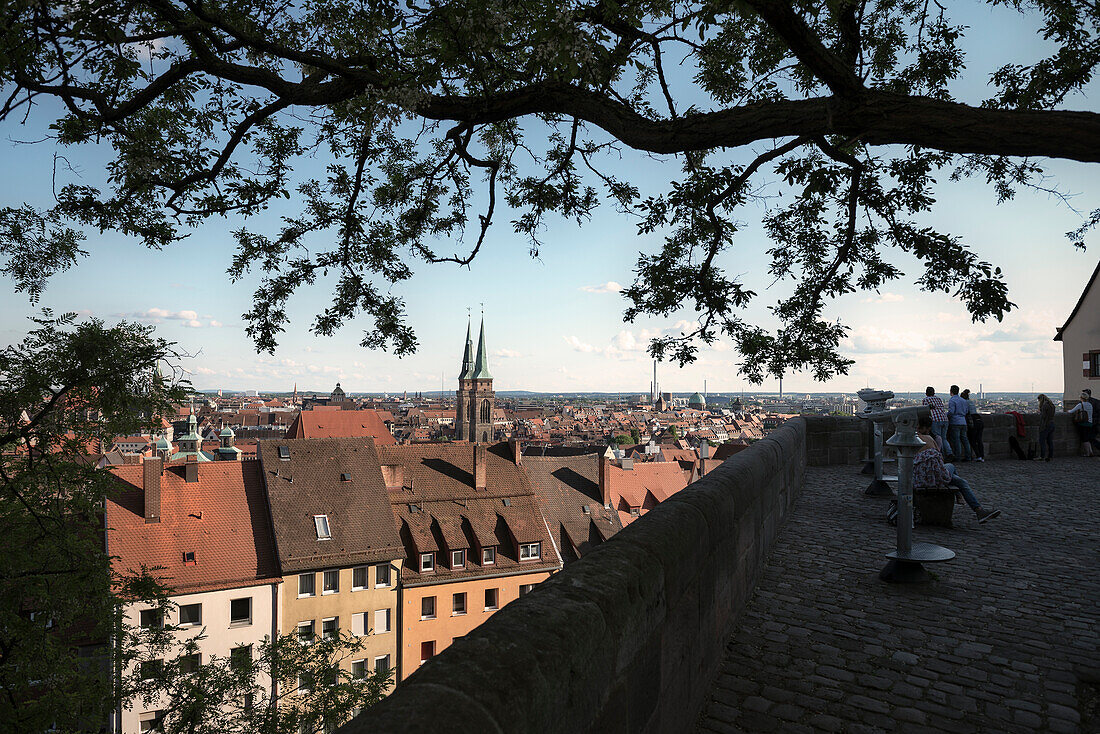 view from fortress hill at old town, Nuremberg, Frankonia Region, Bavaria, Germany