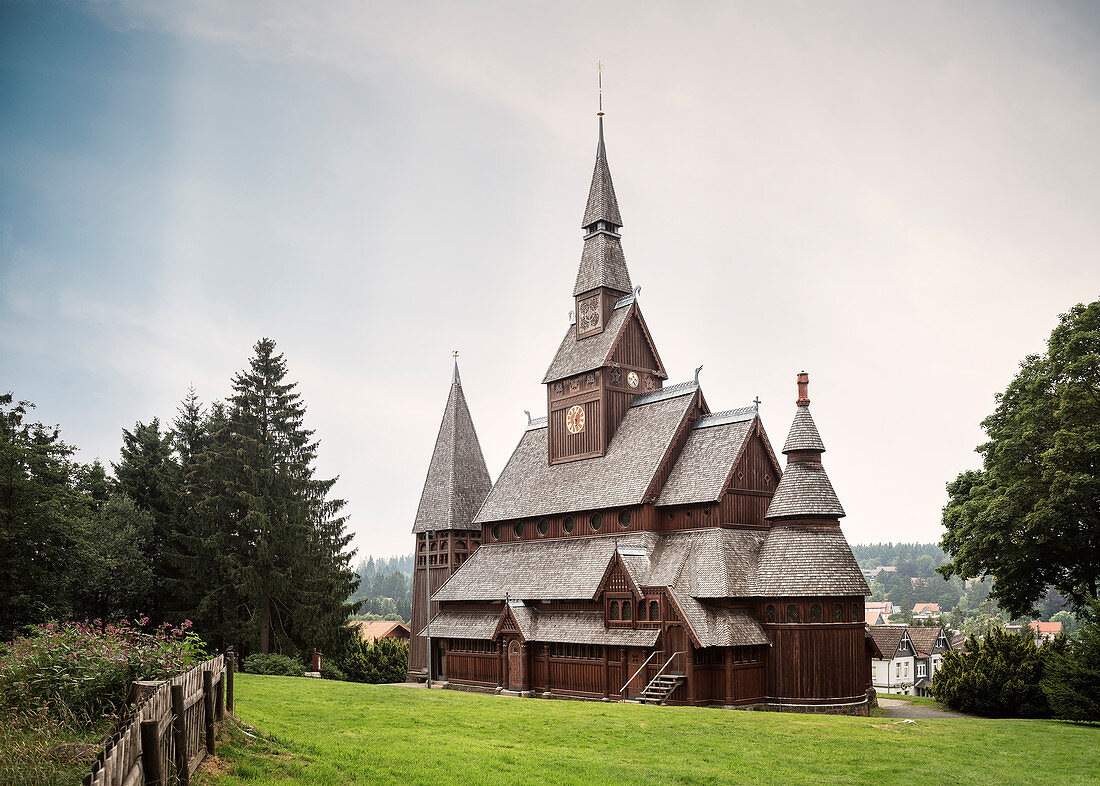 Stabkirche Gustav-Adolf, Hahnenklee-Bockswiese, Goslar im Harz, Niedersachsen, Deutschland