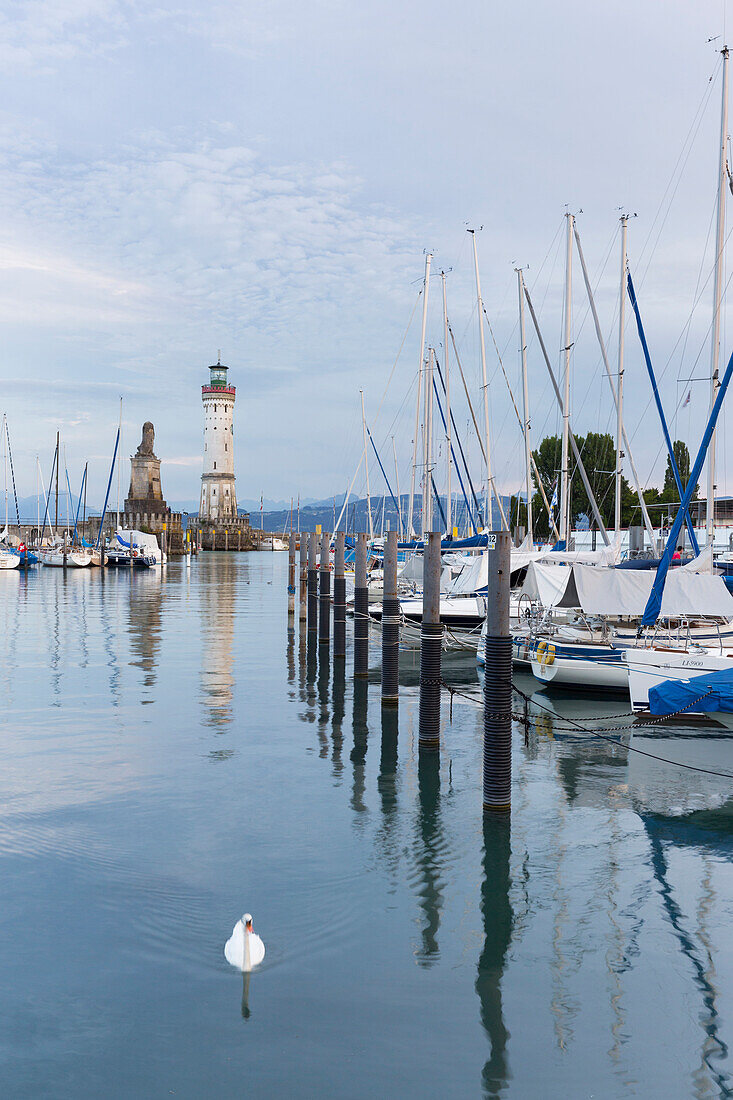 Neuer Lindauer Leuchtturm, Hafen, Lindau, Bodensee, Bayern, Deutschland