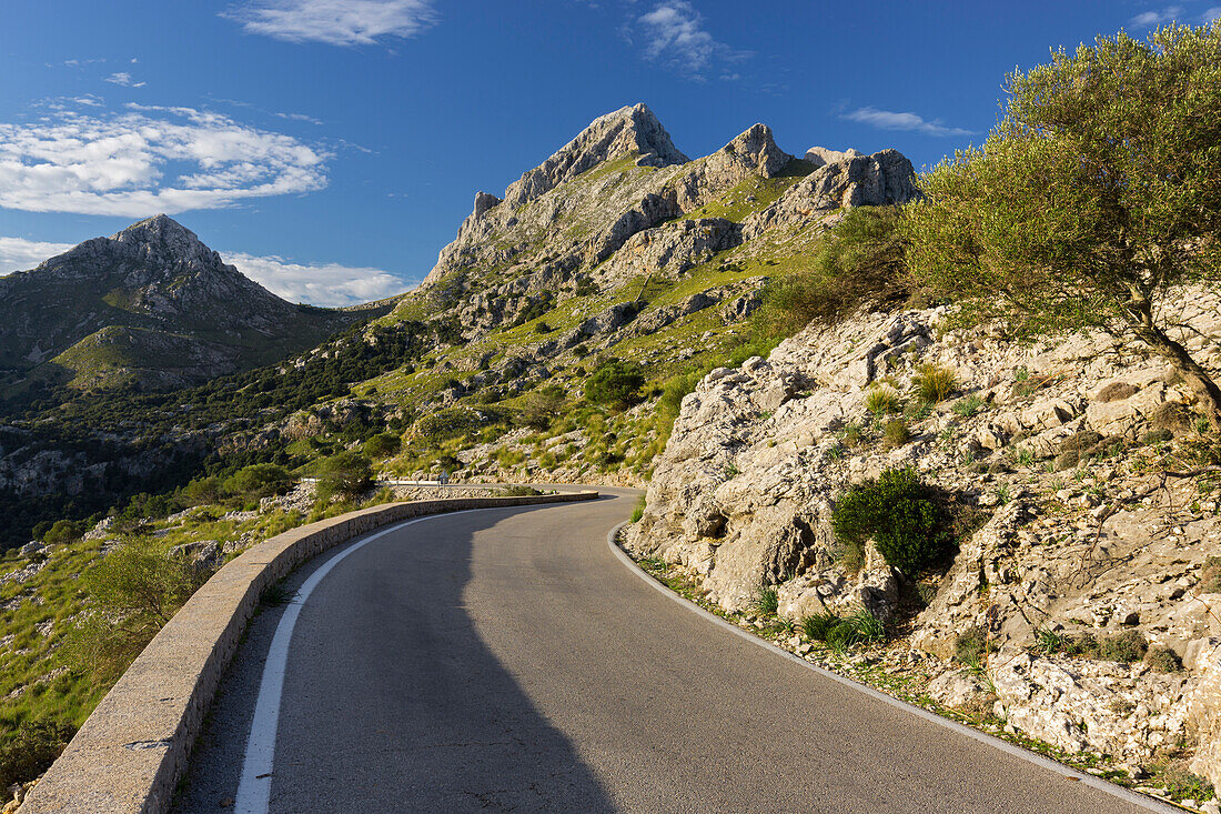 Strasse, Puig Major, Puid de ses Vinyes, Coll de Cals Reis, Serra de Tramuntana, Mallorca, Balearen, Spanien