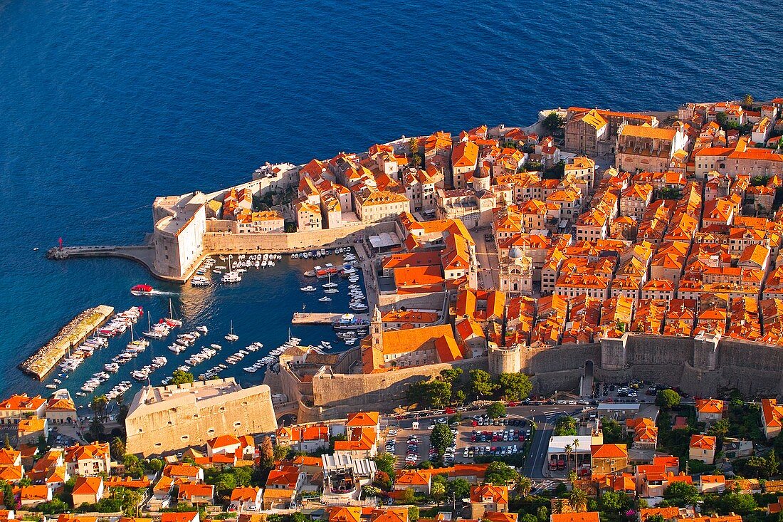 Old port of Dubrovnik city, Dalmatian Coast, Croatia