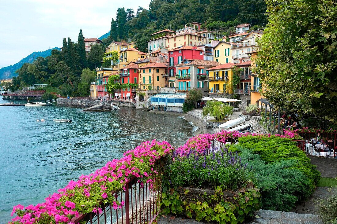 Italy, Lombardy, Lake Como, Varenna, View of waterfront at lake