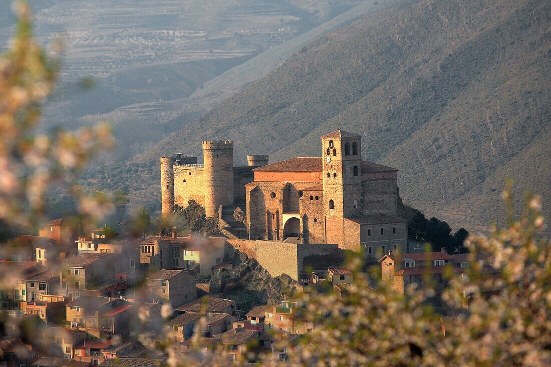 Cornago castle and village, Biophere reserve, Rioja baja, Spain, Europe.