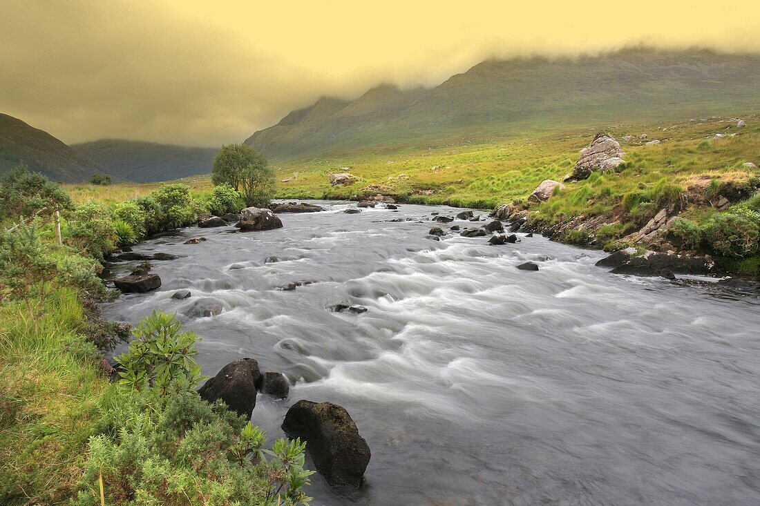 Bundorragha river, Delphi valley, County Mayo, Ireland, Europe.