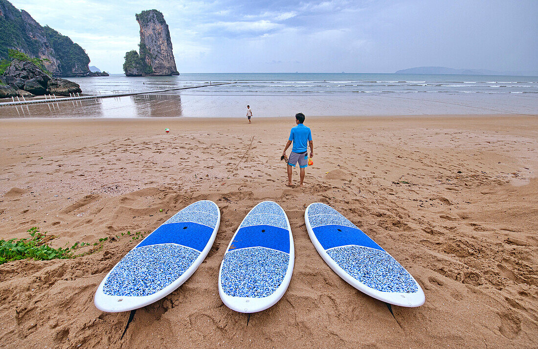 Paddle boards near Railay Beach, Krabi, Thailand.