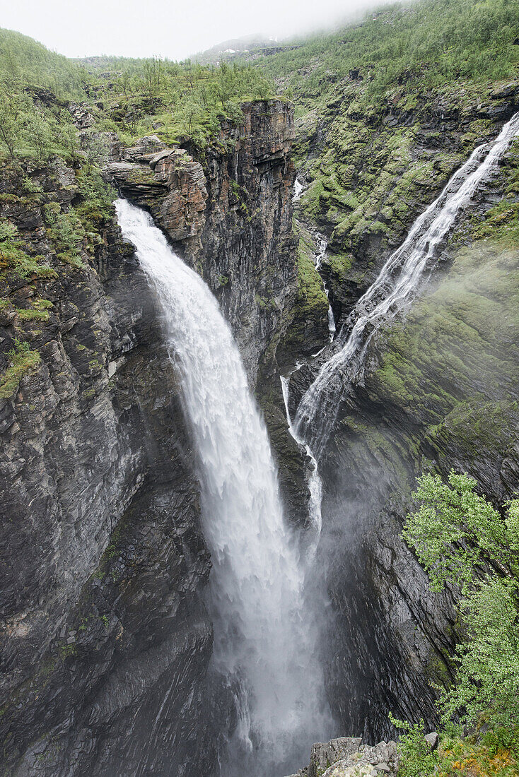Waterfall in the Gorsa Canyon, Lyngenfjord, Norway.