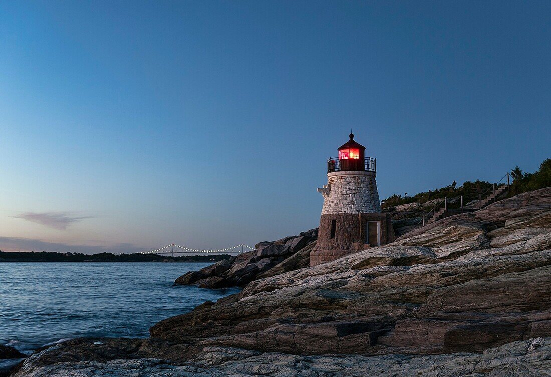 Castle Hill lighthouse, Newport, RI, Rhode Island, USA.