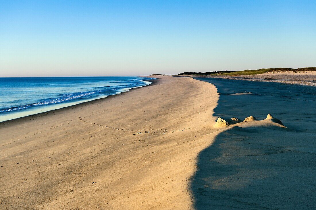 Remenants of a sand castle at Nauset Beach, Cape Cod, Massachusetts, USA.