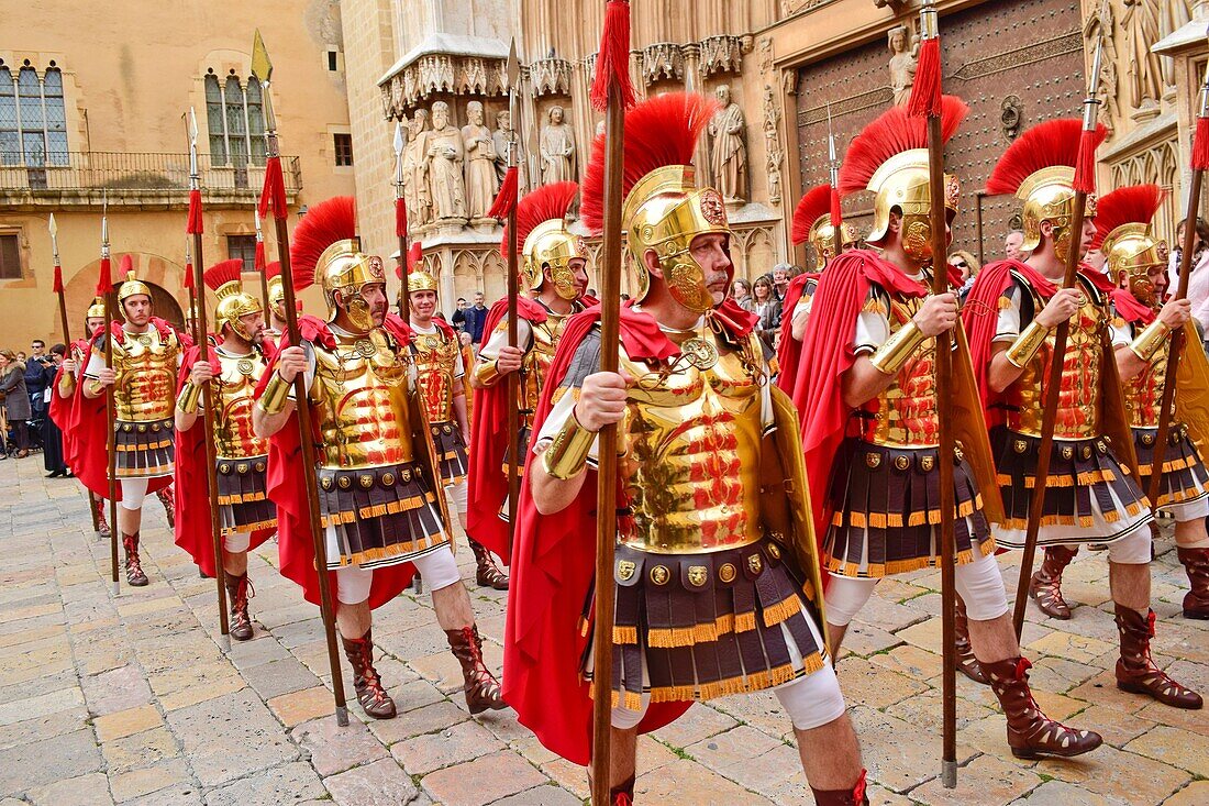 Roman legionaries, roman soldiers. Holy Week. Tarragona, Catalonia, Spain.