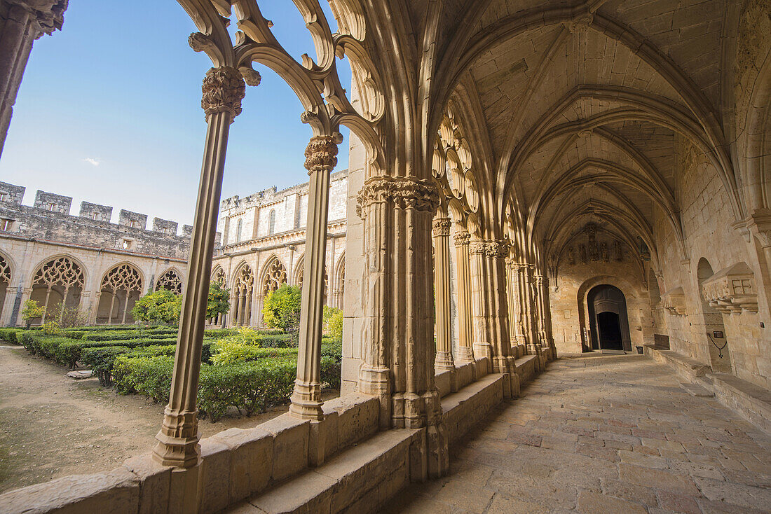 Gothic cloister of the Monastery of Santes Creus, Spain.