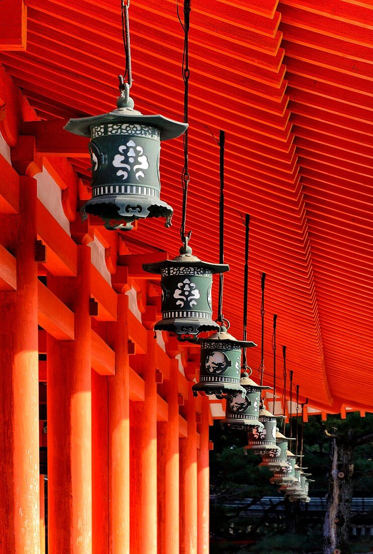 Heian Shrine - Heian Jingu - Shinto shrine in Sakyo?-ku, Kyoto, Japan, architectural detail - Japanese lanterns.