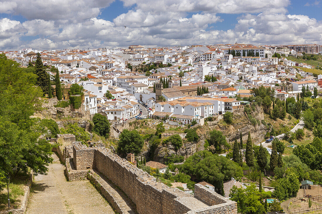 Old city walls at Ronda, Malaga province, Andalusia, Spain, Europe.
