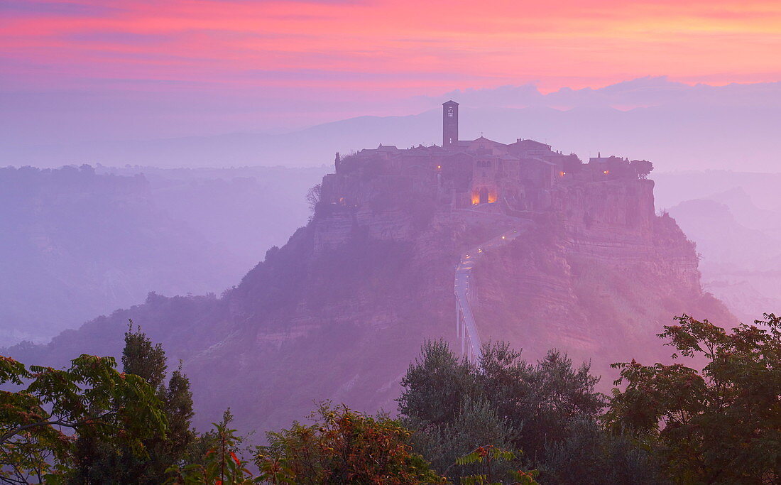 Bagnoregio at sunrise, Italy.