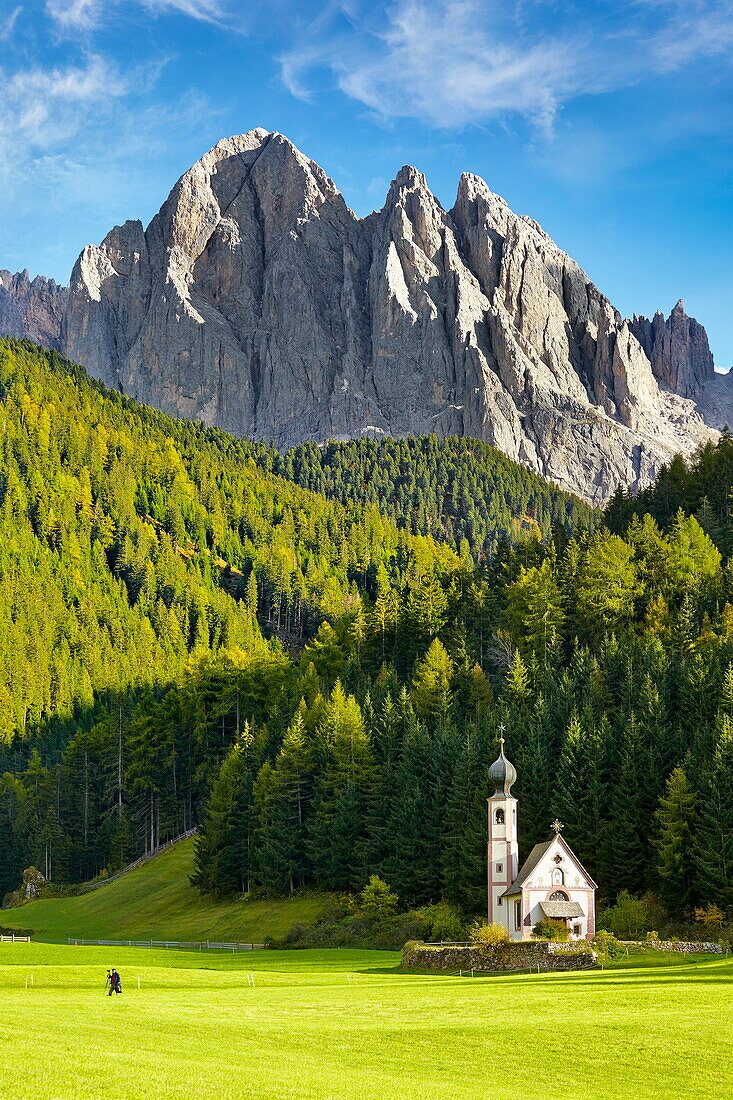 St Johann Church, Santa Maddalena, Val Di Funes, Italy.