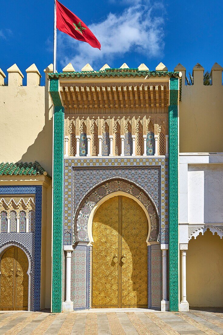 Doors to Royal Palace in Fez, Morocco, Africa.
