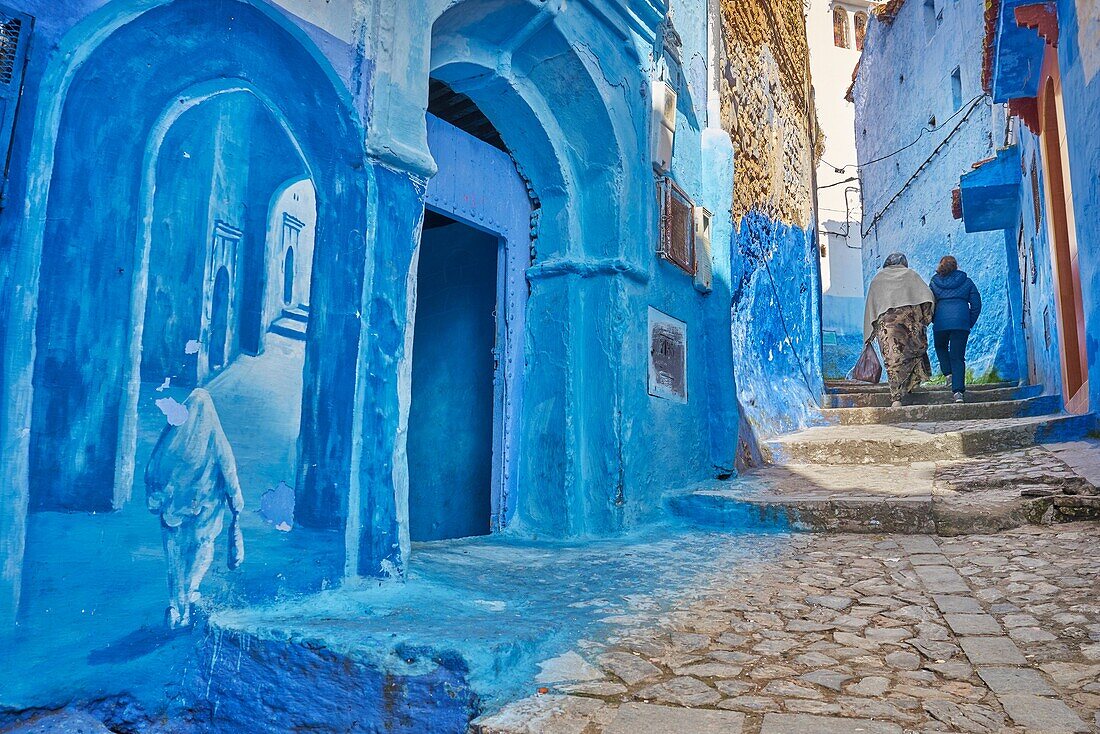 Chefchaouen (Chaouen), houses in this city are painted on blue color. Morocco