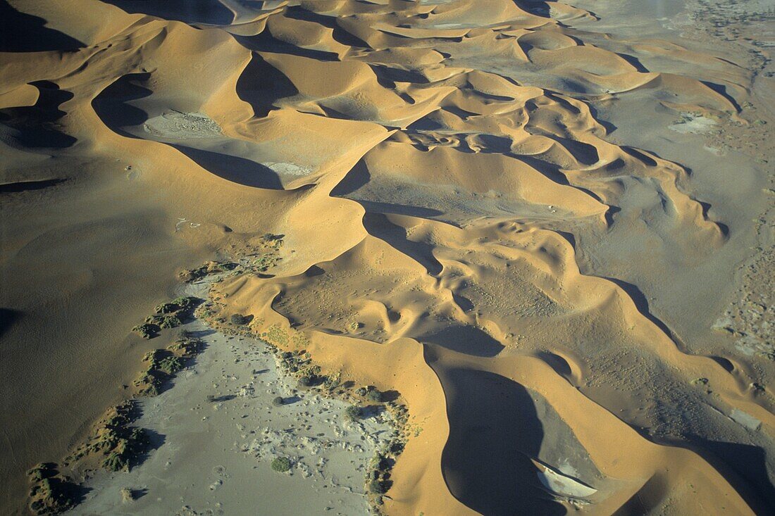 Aerial view of Namib-Naukluft NP desert near Sossusvlei, Namibia, Africa.