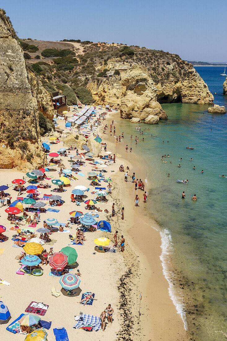 Crowded Beach, Lagos, Algarve, Portugal.