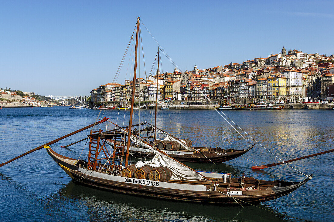 Port Wine Boats, Douro River, Porto, Portugal.