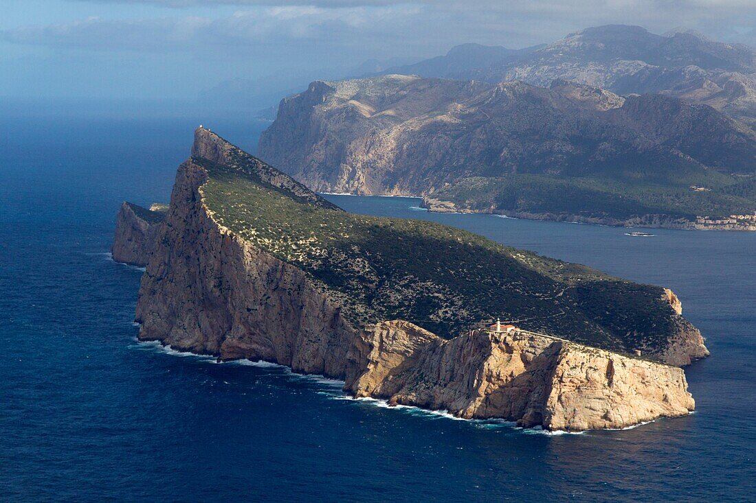 Aerial view of the Sa Dragonera, Majorca, Balears Island, Spain.
