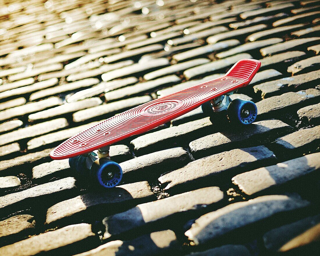 skateboard in the street.