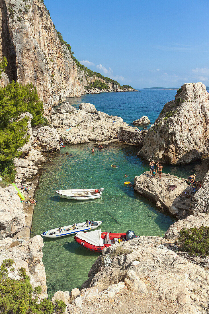 Small bay at climbing base near Sveta Nedilja, Hvar island, Croatia.