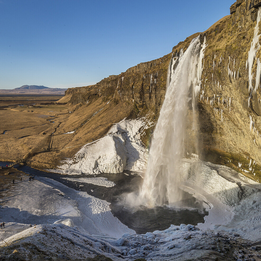 Seljalandsfoss Waterfall in the Winter, Iceland.
