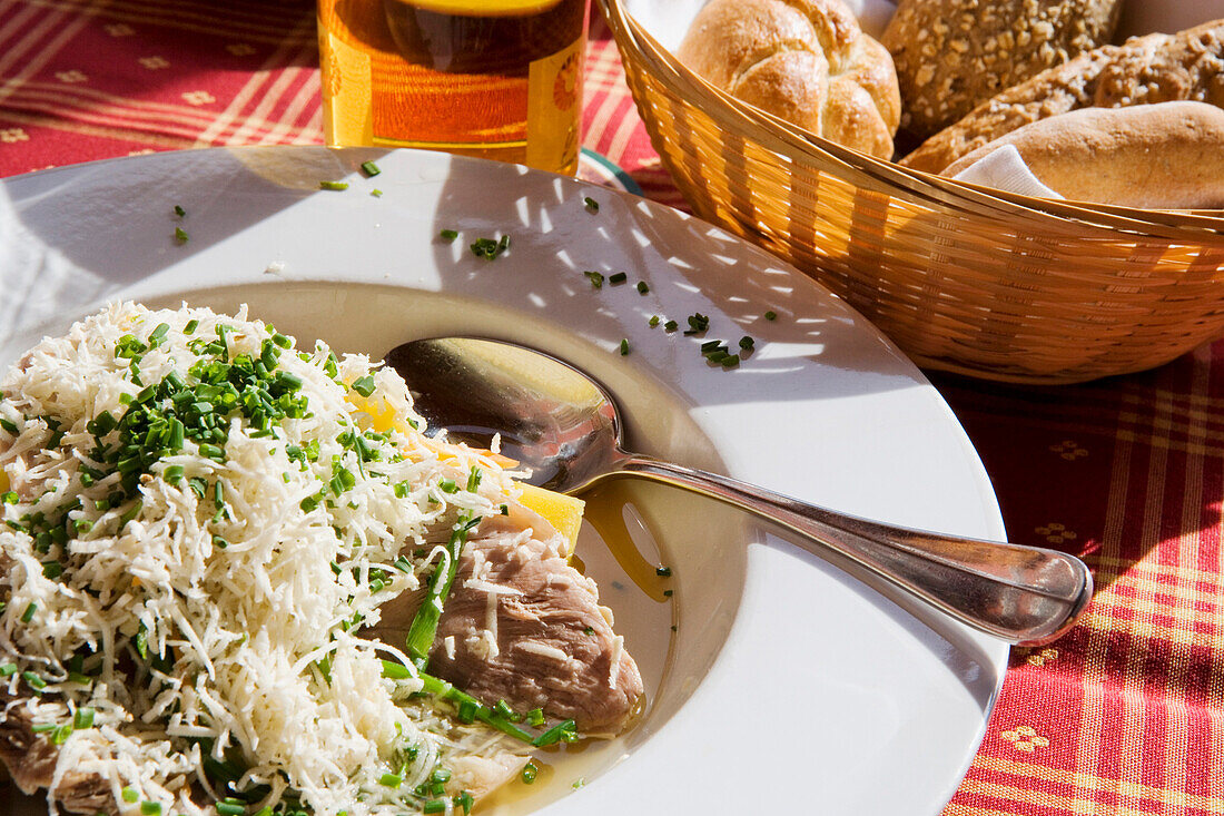 cooked beef and horse radish is a typical austrian dish, Leutschach, Styria