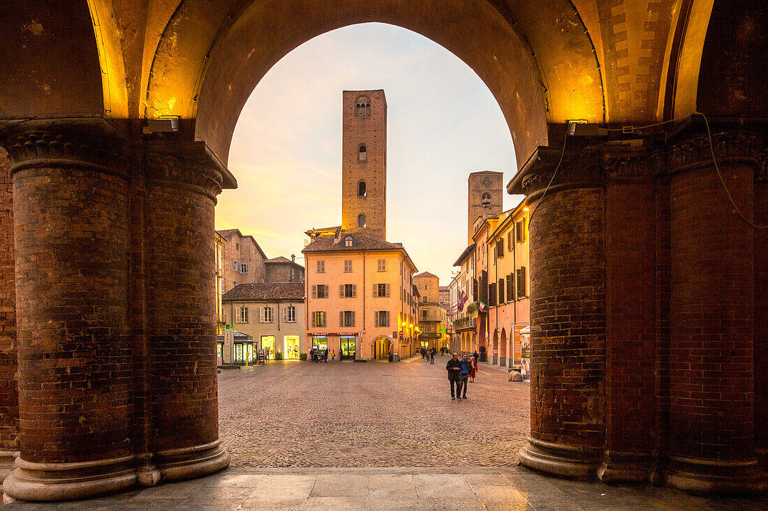 Noble towers, Piazza Duomo, Alba, Piedmont, Cuneo, Italy