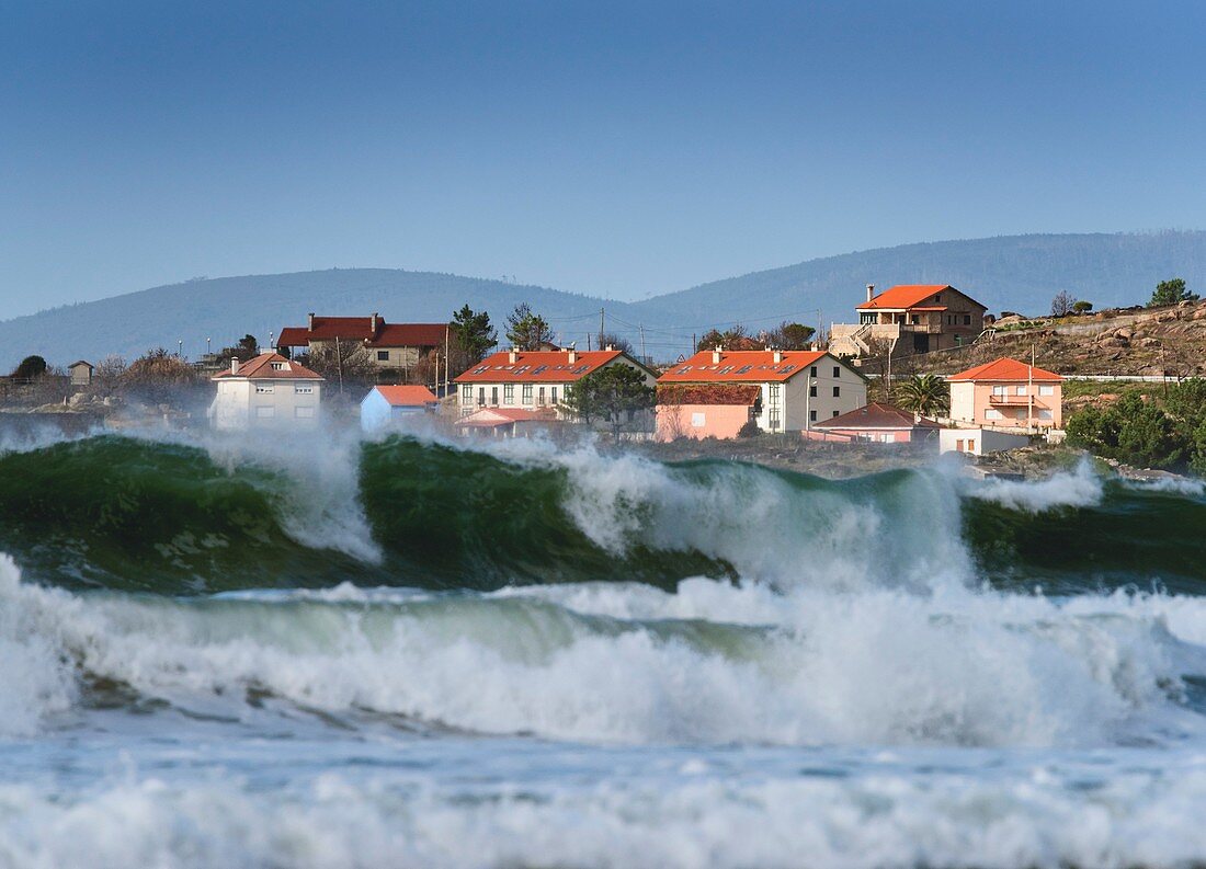 Houses close to the sea. Galicia, Spain.
