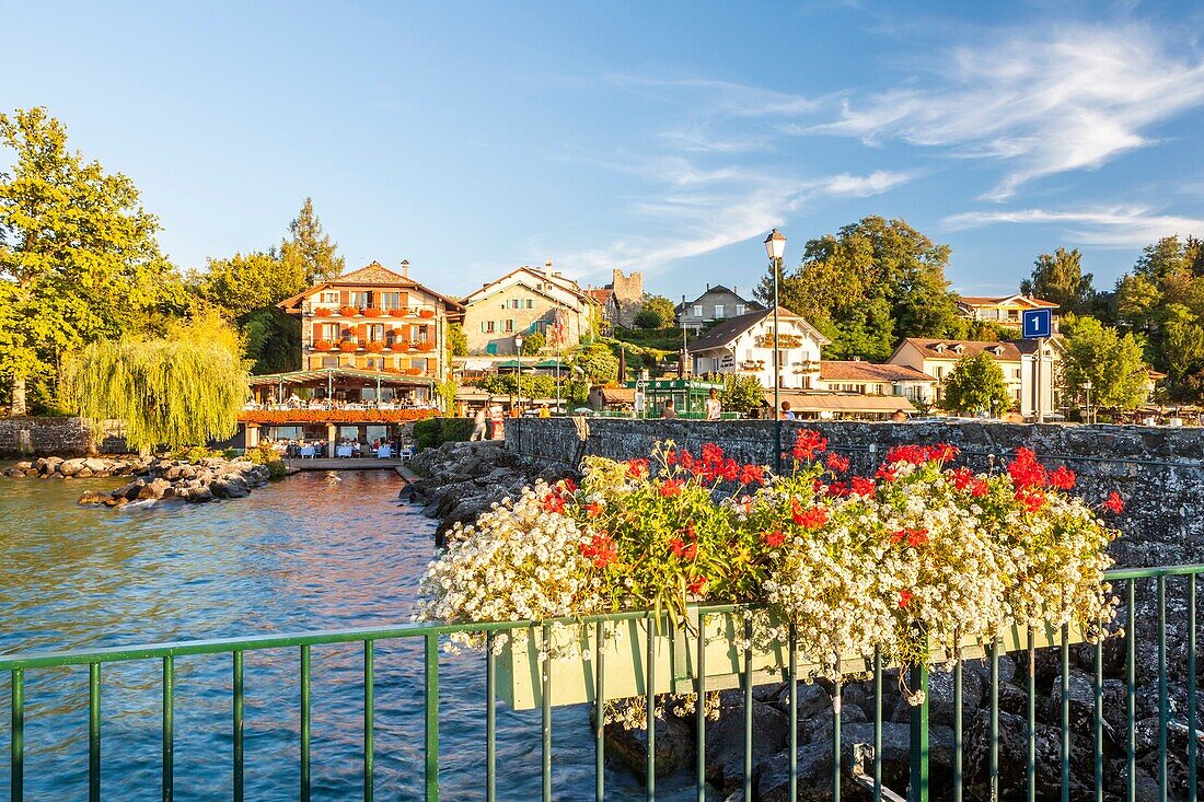 Yvoire village in the shore of Leman Lake, Haute-Savoie, Rhône-Alpes, France.