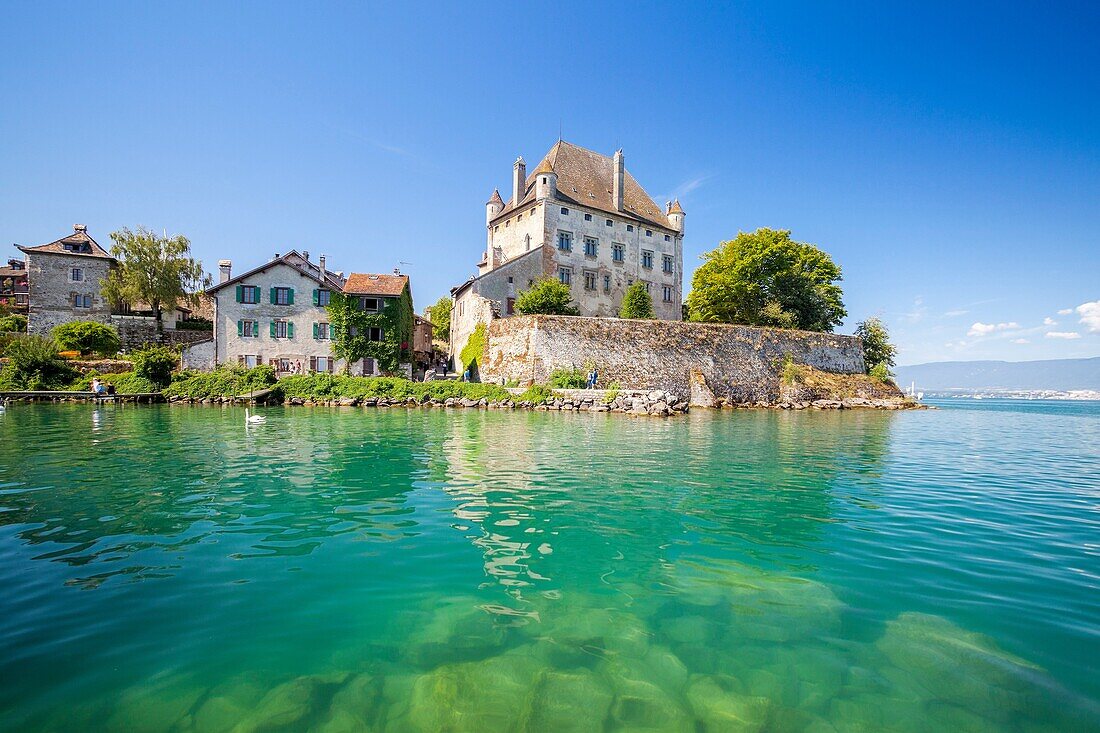Castle of Yvoire in the shore of Leman Lake, Haute-Savoie, Rhône-Alpes, France.