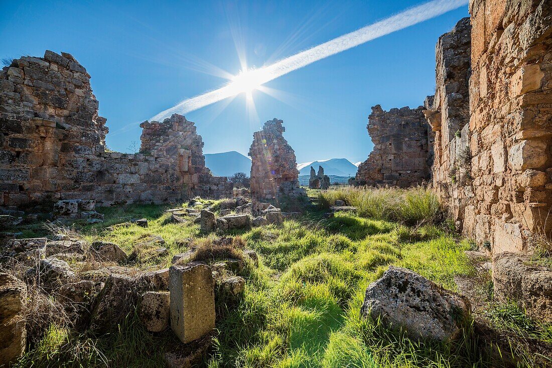 Ruins of the Cistercian Abbey of Zaraka, built by the Franks in the 13th cen. Stymfalia, Korinthia, Peloponnese, Greece.