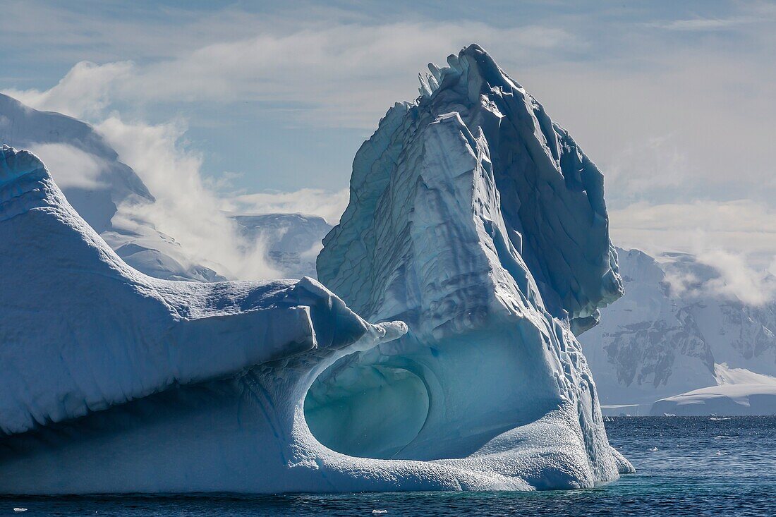 Iceberg detail at Orne Harbor, on the western side of the Antarctic Peninsula, Antarctica.