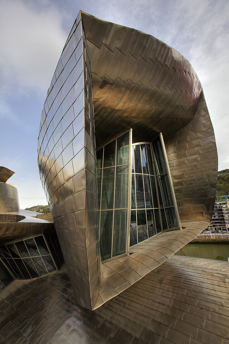 Detail of the modern Guggenheim Museum, Bilbao, Spain.
