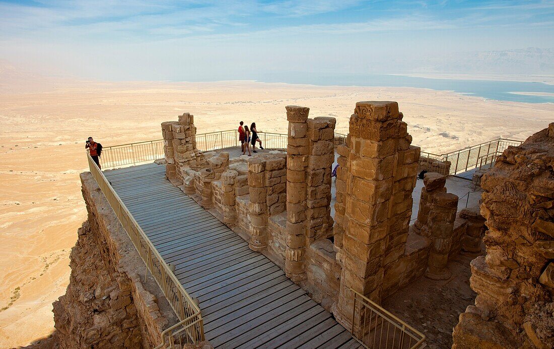 Lower terrace in the North Palace of King Herod, Masada National Park, Masada, Dead Sea, Judean Desert, Israel.