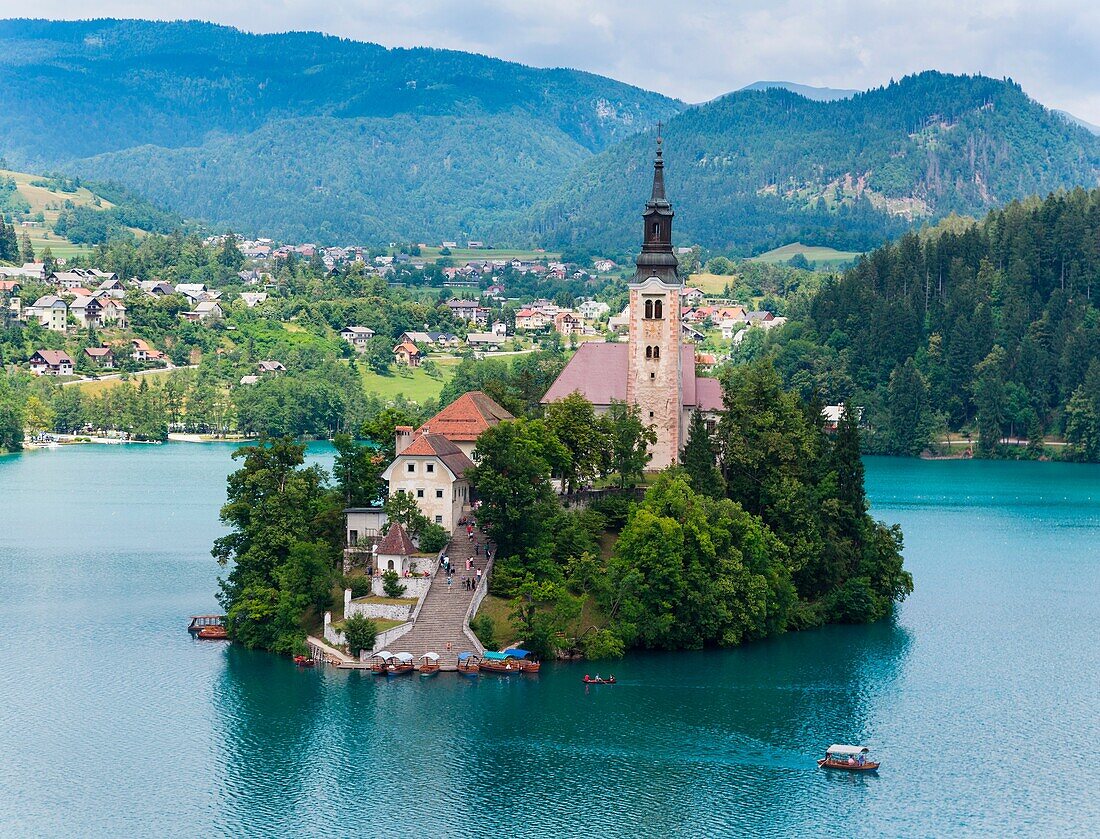 Bled, Upper Carniola, Slovenia. Church of the Assumption on Bled Island.